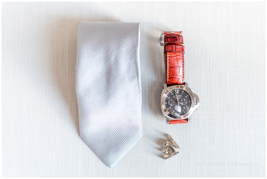 TPC POTOMAC WEDDING groom watch and tie detail with cufflinks