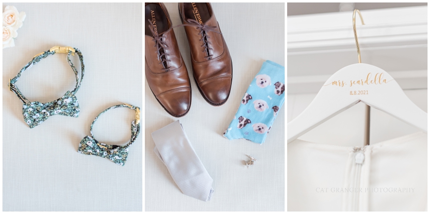 TPC POTOMAC WEDDING  custom dog ties for wedding, custom socks for wedding and custom hanger for wedding