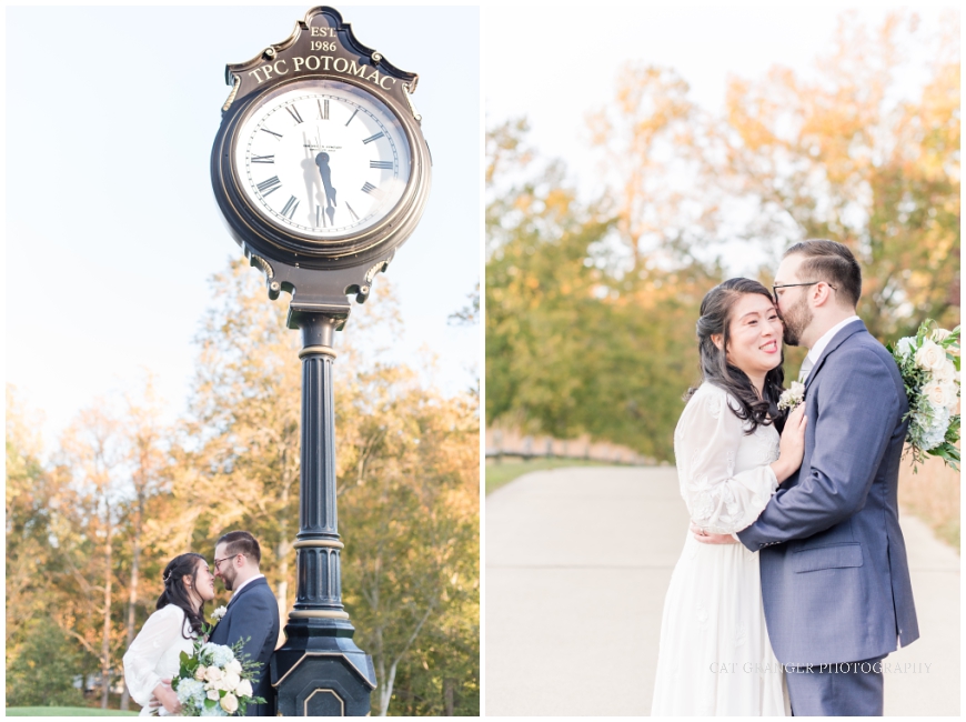 TPC POTOMAC WEDDING couple portraits at sunset for bride and groom