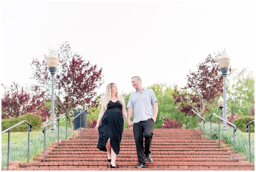 staircase engagement photo