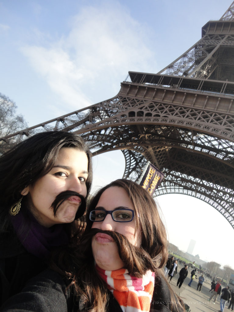 eiffel tower selfie with moustaches