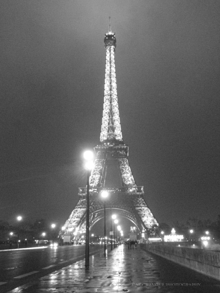 black and white photo of eiffel tower