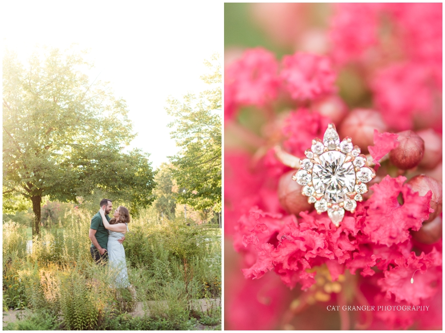 engagement ring photo in pink crepe myrtle