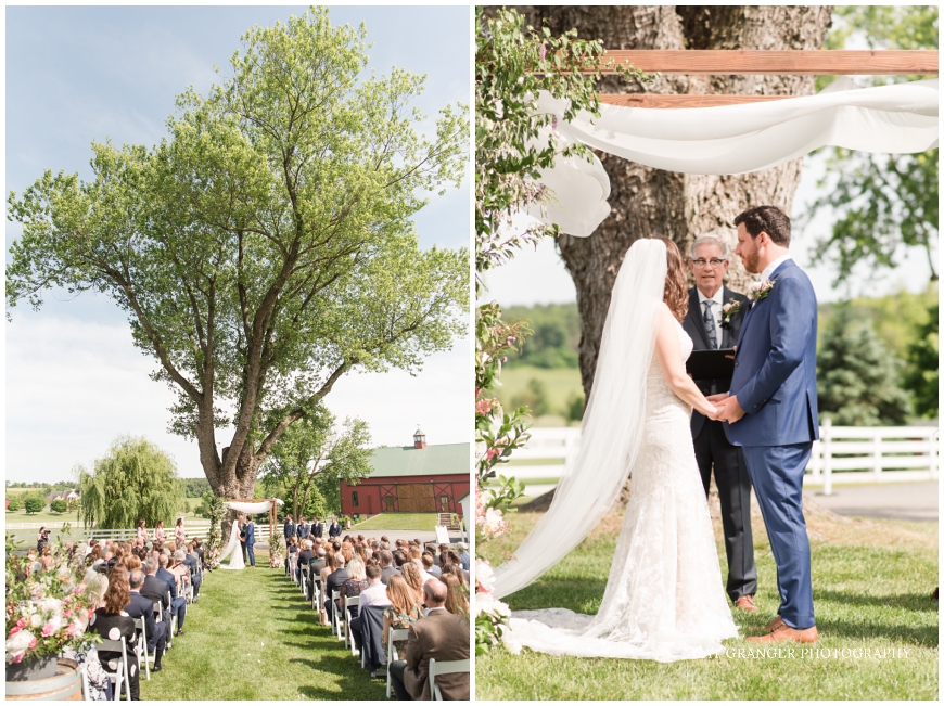 wedding ceremony at oak tree bluebird manor