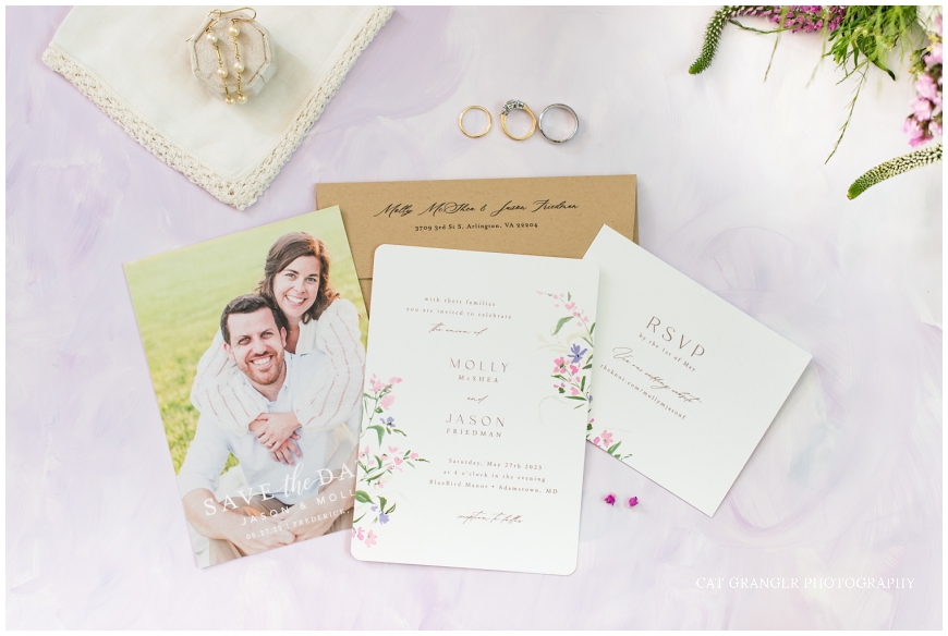 lavender wedding details invitation suite
