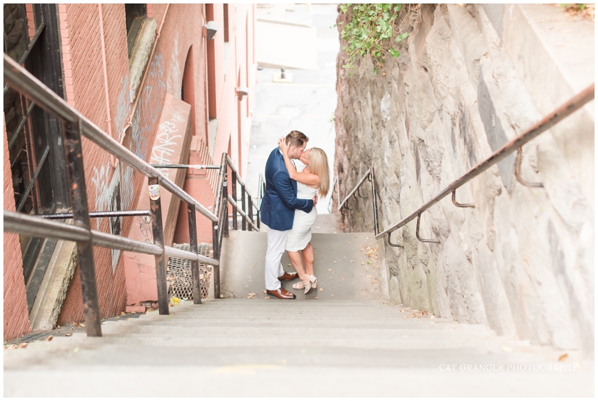 kissing couple on exorcist steps
