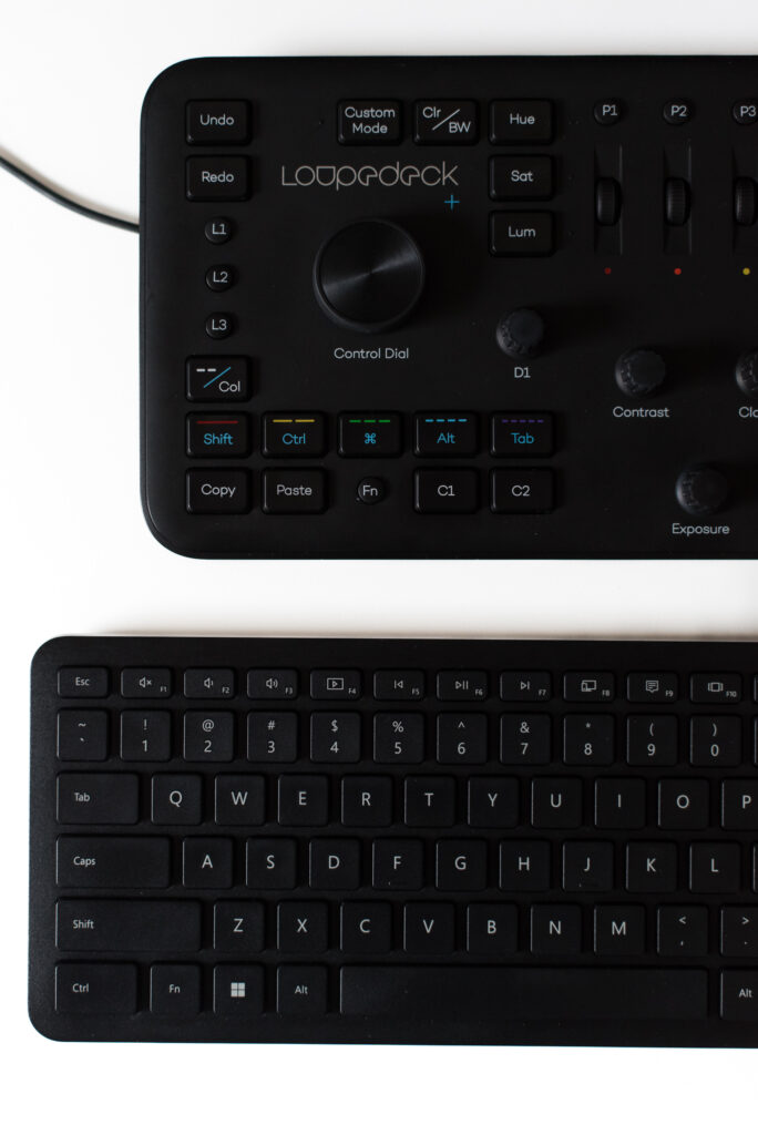 Loupedeck+ Lightroom Editing Console and Microsoft Keyboard