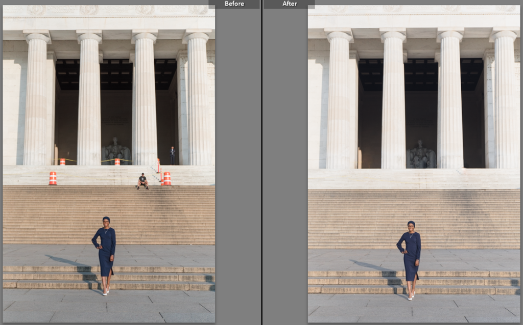Lincoln Memorial before and ater photo editing by Graduation Photographer in DC
