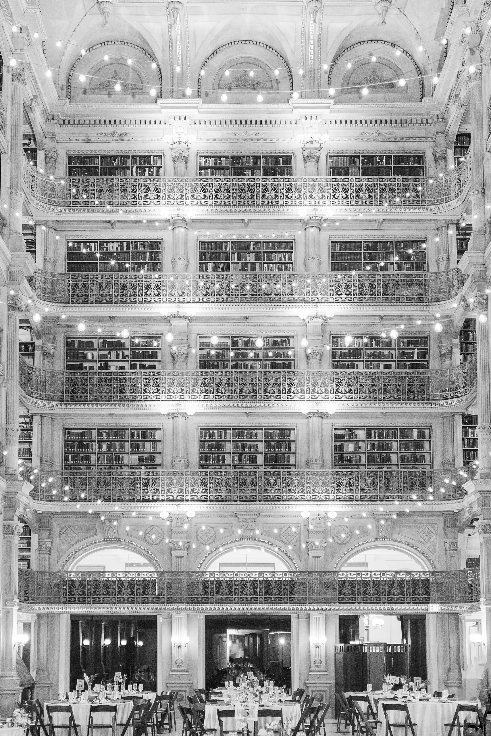 A wide view of the absolutely stunning library on the list of Baltimore Wedding Venues