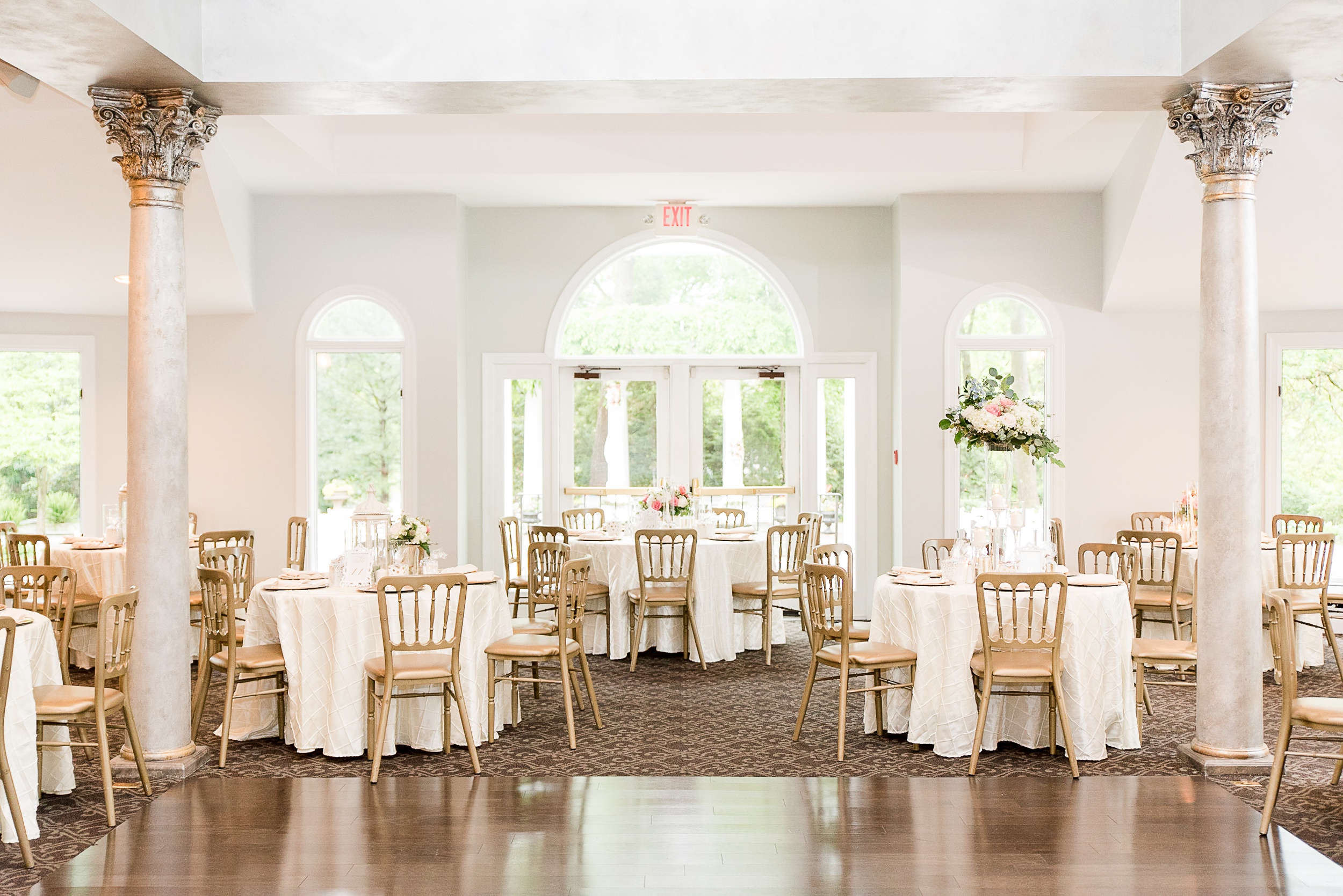 A view of a set up Ceresville Mansion Wedding reception with a dance floor