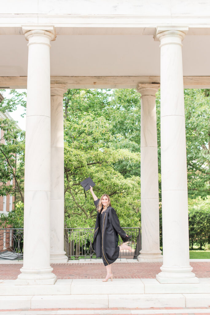 Homewood campus john holkins graduation photo with columns