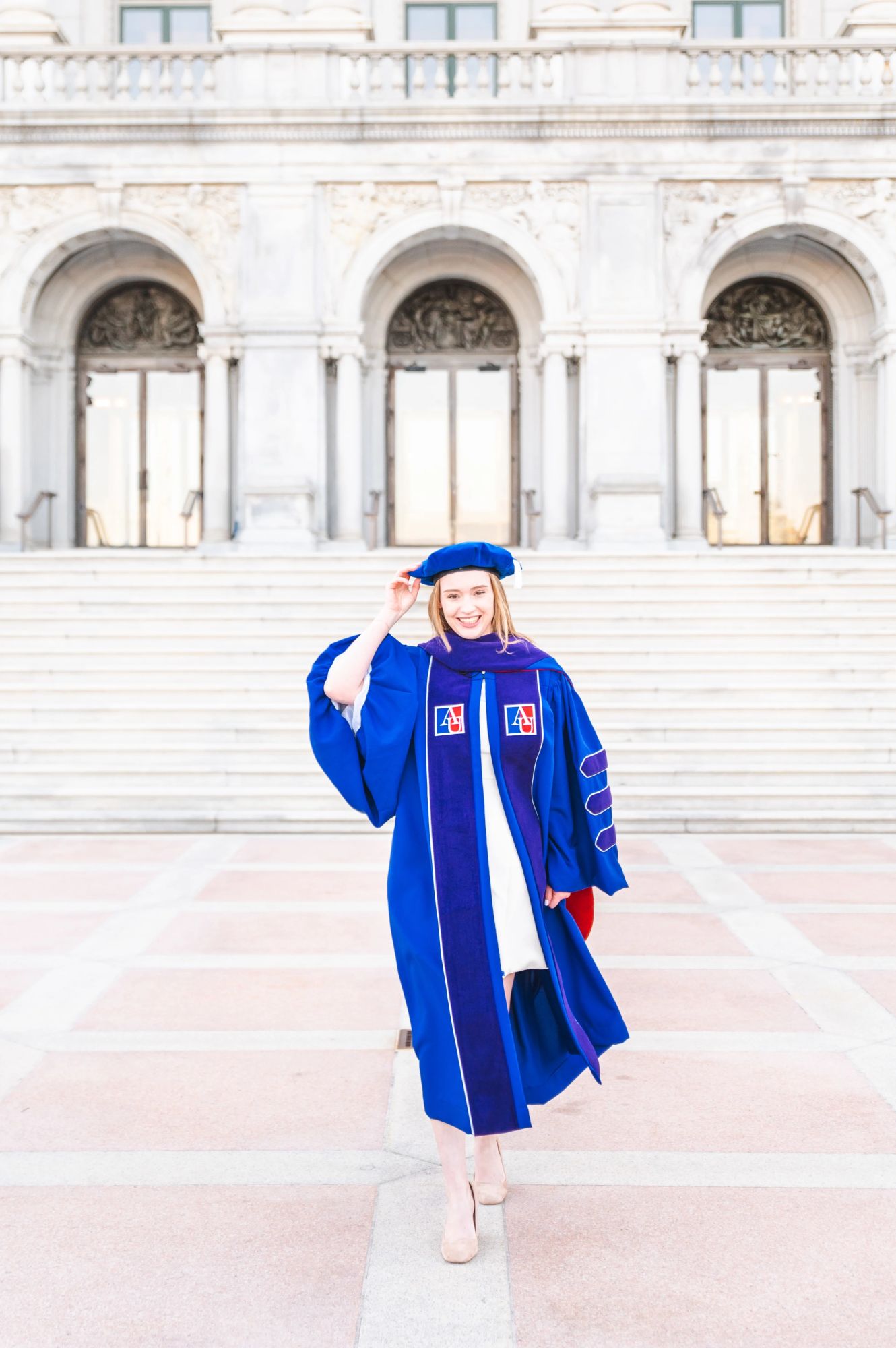 American University Graduate in front of the Library of Congress
