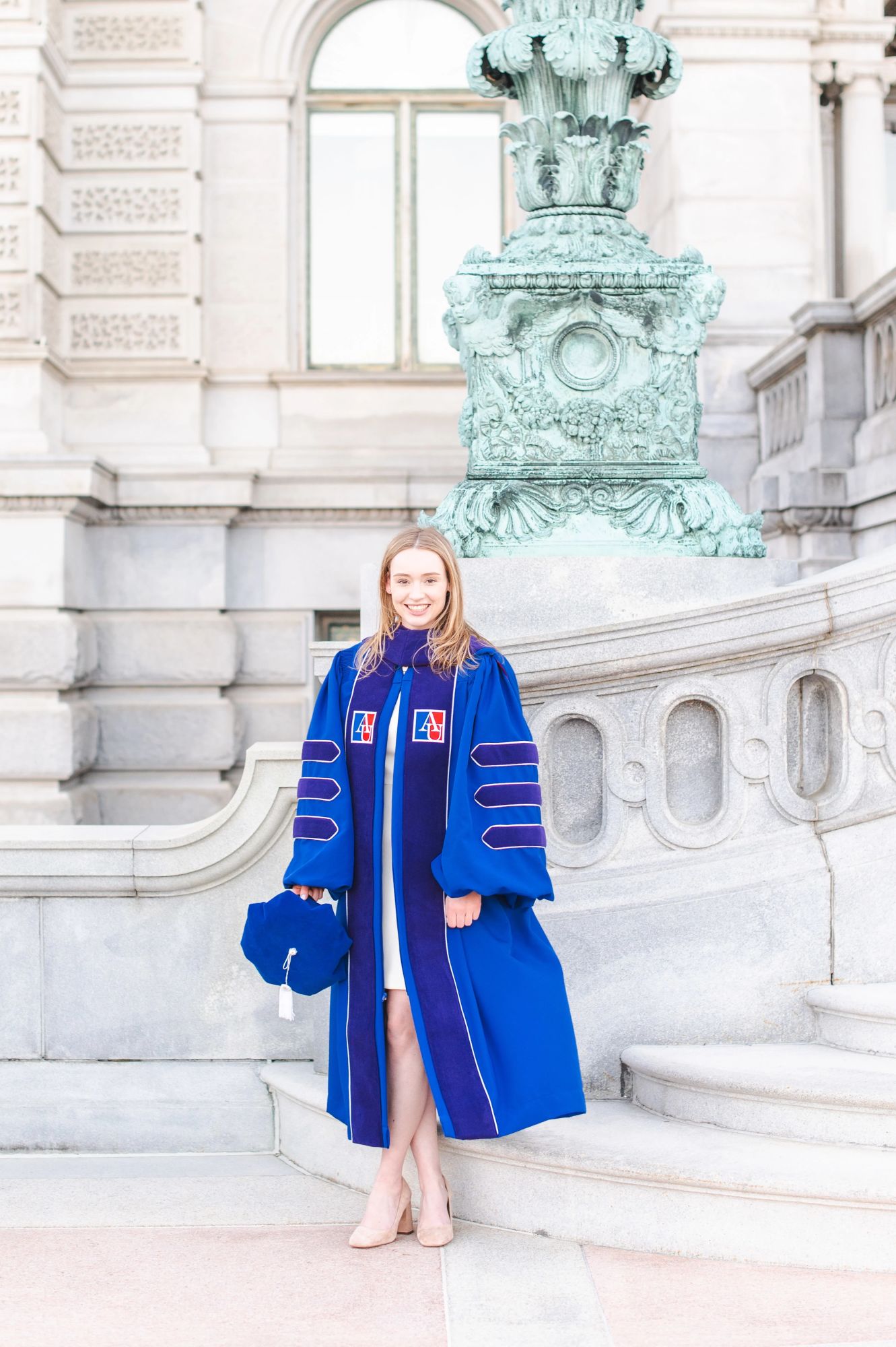 American University Graduate in front of the Library of Congress